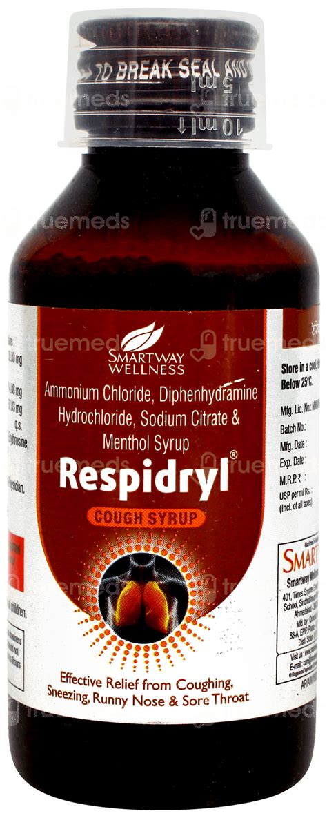 Respidryl Syrup 100 Ml - उपयोग, साइड इफेक्ट्स, खुराक, कीमत | Truemeds
