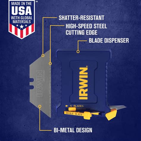 IRWIN Bi-Metal Blue Utility Knife Blades, 100/Pack