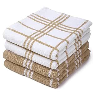 Encasa XO Kitchen Towels and Dish Cloths Sets | Beige Terry Highly ...