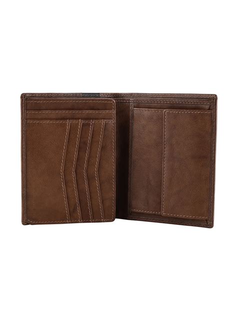 Genuine Leather Slim Wallet with 2 Main Compartments and 4 Card Holder ...