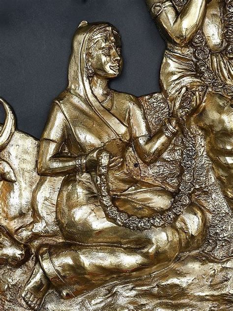 Brass Radha Krishna Seated Under The Tree Wall Hanging (Height: 6 Foot ...