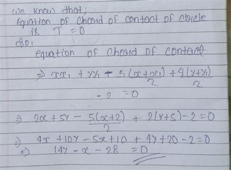 1. Problem: Find the chord of contact of (2,5) with respect to the ...