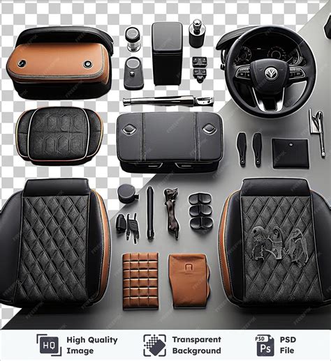 Premium PSD | Transparent object custom luxury car interior accessories set all in one