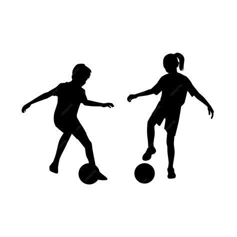Premium Vector | Children playing soccer vector silhouettes