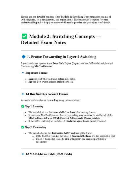 M1 - Module 2: Detailed Switching Concepts Exam Notes - Studocu