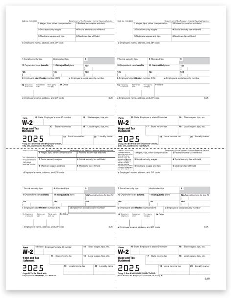 Employer W2 Tax Forms, Copies 1 & D, 4up V1- DiscountTaxForms.com