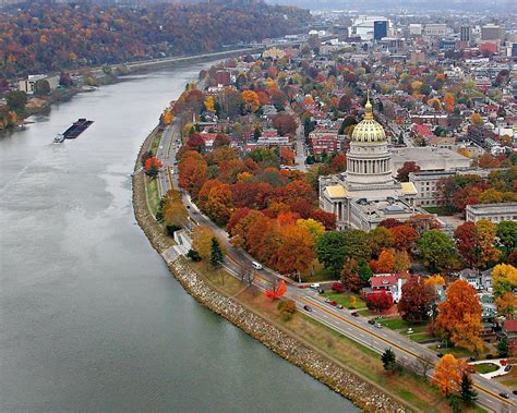 Charleston, WV in autumn. The State Capitol is in the foreground. Beautiful! | West virginia ...