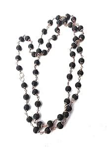 NRSON® Ebony Wood Copper Chain mala Natural Ebony Wood Copper Cap Mala ...
