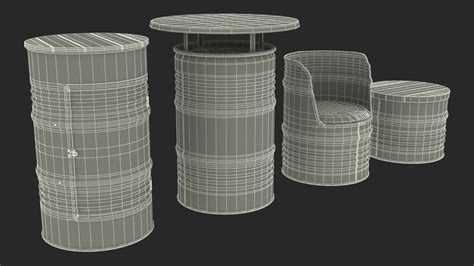 3D model Upcycled Steel Drum Barrel Furniture Set | 3D Molier International