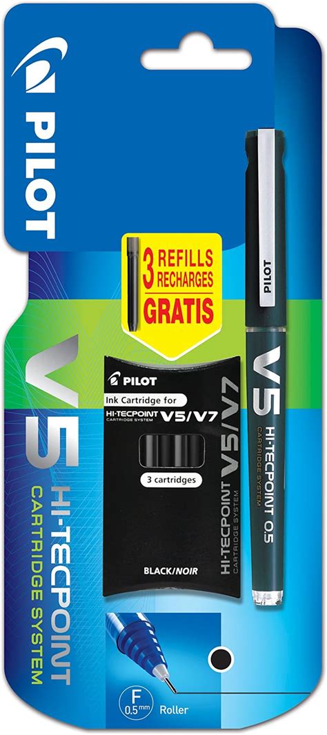 Pilot V5 Cartridge System Liquid Ink Rollerball, 0.5 mm Tip Single Pen ...