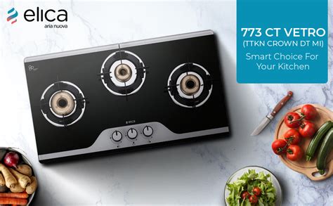 Elica Slimmest 3 Burner Gas Stove with Double Drip Tray and Forged ...