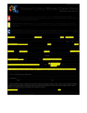 Missouri Lottery Winner Claim Form - Blank Fillable Template | Fill Out ...