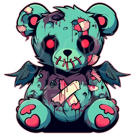 Scary Teddy Bear Bundle Vol 1, 6 PNG Zombie Spooky Teddybear Monster ...