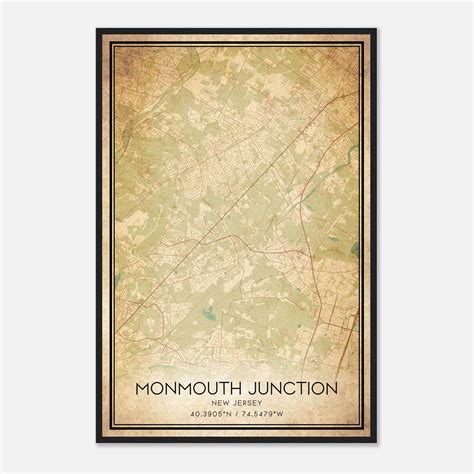 Vintage Monmouth Junction New Jersey Map Poster, Monmouth Junction NJ ...