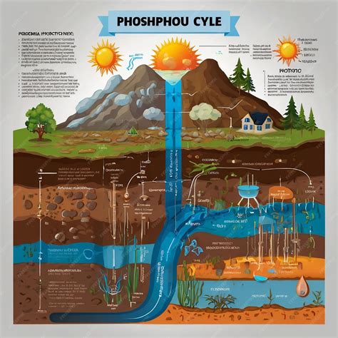 Phosphorus cycle biogeochemical cycle education chart diagram with ...