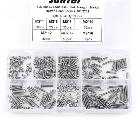 Hex Socket Screws, 230pcs M2 Stainless Steel SS304 Hex Socket Button ...