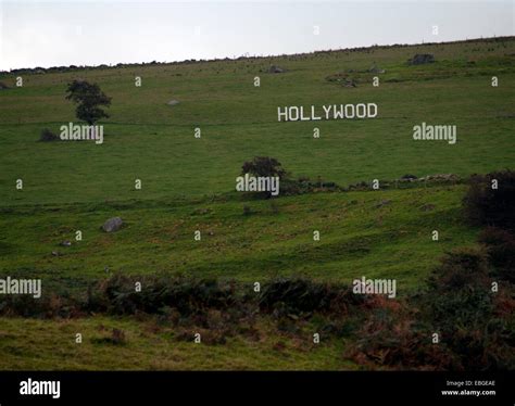 A sign on an Irish hillside for the small village of Hollywood in ...