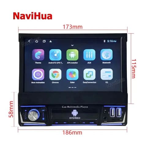 1Din Universal Car Radio Retractable GPS Autoradio 1 Din 7 Inch Touch ...