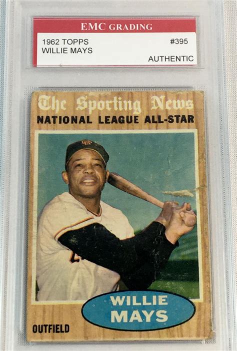 Lot - 1962 Topps #395 Willie Mays Baseball Card GRADED
