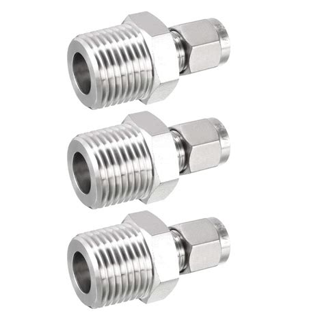 uxcell Stainless Steel Compression Tube Fitting 1/2-inch NPT Male x Ф1 ...
