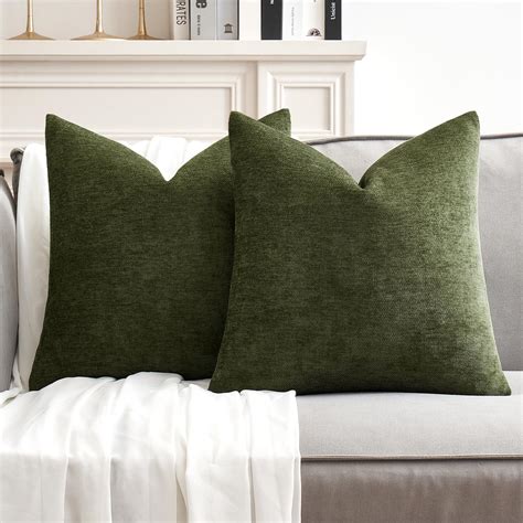Amazon.com: MIULEE Pack of 2 Olive Green Decorative Pillow Covers 18x18 ...