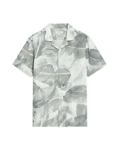 Buy Cotton Rich Short Sleeve Cuban Collar Shirt at Marks & Spencer