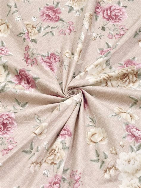Beige Floral 300 TC Cotton Blend Fitted Double Bedsheet with 2 Pillow ...