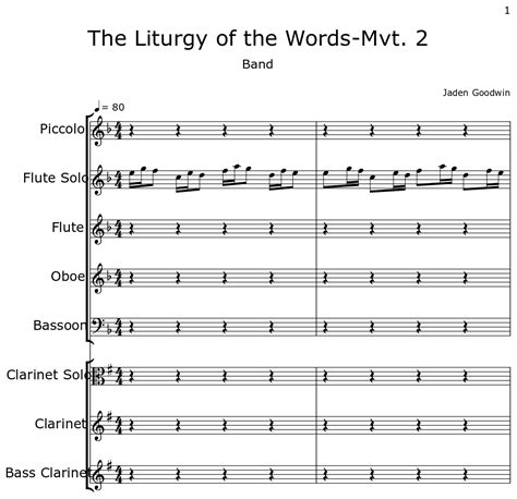 The Liturgy of the Words-Mvt. 2 - Sheet music for Piccolo, Flute, Oboe ...