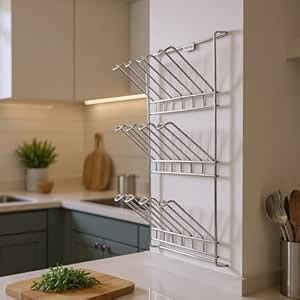 Crew Italy Stainless Steel Wall Mounted Glass Holder Rack | 12 Hanging ...