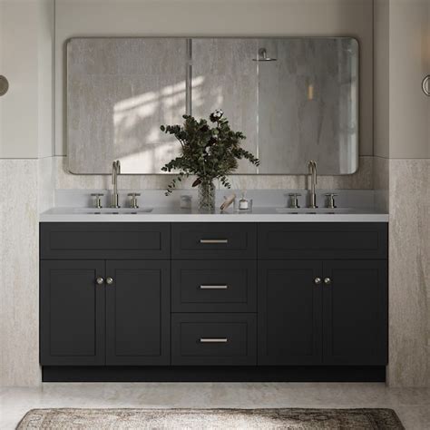 ARIEL Hamlet 73-in Black Undermount Double Sink Bathroom Vanity with ...