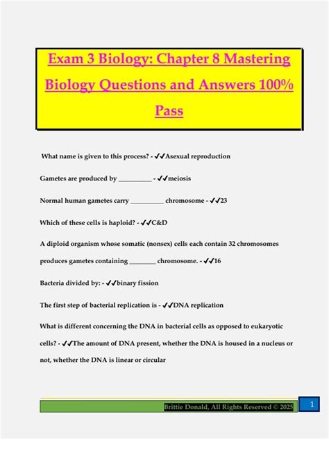 Mastering Biology Answers Chapter 3 - Verified Academic Solutions