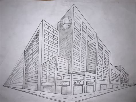 4 Point Perspective Drawing City