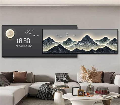 wall decor-acrylic clock-with wall art & LED