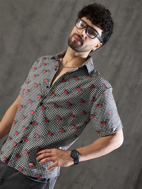 Checkered Bug Graphic Relaxed Fit Shirt | Buy Men Graphic Shirts ...