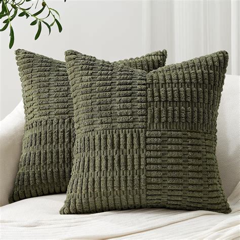 Amazon.com: Topfinel Olive Green Decorative Throw Pillow Covers 18x18 Inch Set of 2 Soft ...