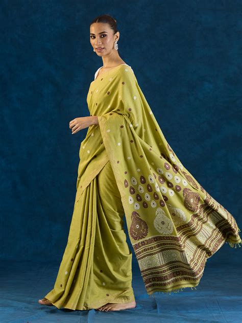 Lime Green Eri Silk saree – The Mulberry Tree Official