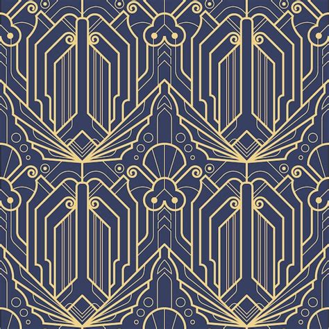 Abstract blue art deco seamless pattern | Premium Vector