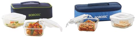 Buy Borosil Glass Lunch Box Set of 2, 320 ml, Horizontal, Microwave ...