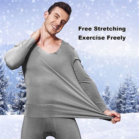Htwon Men's Thermal Underwear Set Ultra Soft Microfiber Thermal ...