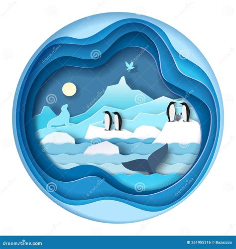 North Penguin on Ice in Antarctica Vector Stock Vector - Illustration of animal, discovery ...