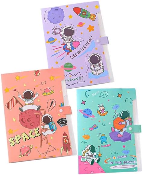 Le Delite (Pack of 3) Folder Cartoon Space Organizer Bag Astronaut 6 ...