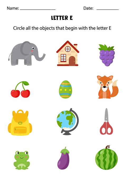 Premium Vector | Letter recognition for kids. circle all objects that ...
