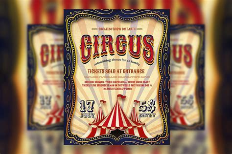 Vintage Striped Circus Poster Template Free Download | Resource Boy