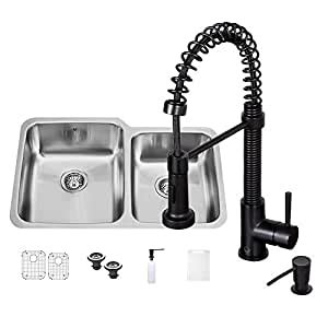 VIGO 32 inch Undermount 60/40 Double Bowl 18 Gauge Stainless Steel ...