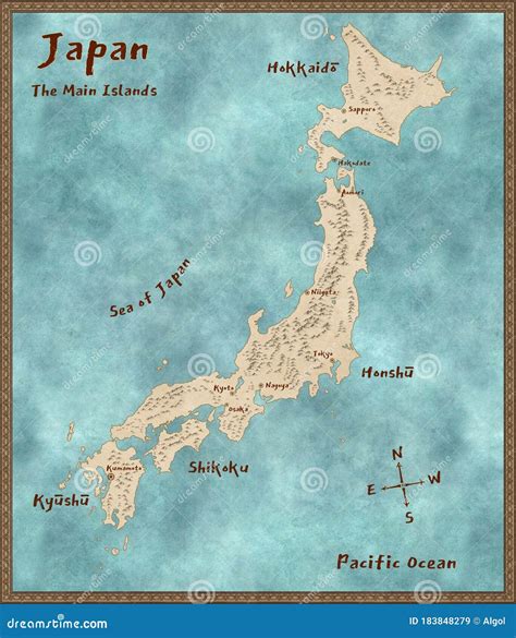 Map of the Four Main Islands of Japan Stock Illustration - Illustration of japan, hokkaido ...