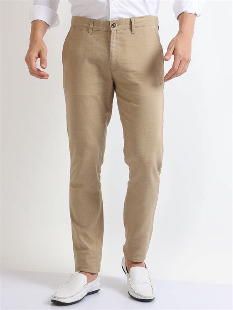 Buy Khaki Premium Cotton-Linen Men's Trousers-North Republic