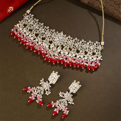 Yellow Chimes Jewellery Set for Women and Girls Traditional Kundan ...
