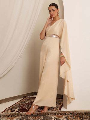 Buy Miss Chase Luxe Womens Beige V-Neck Sleeveless Embellished Pleated ...
