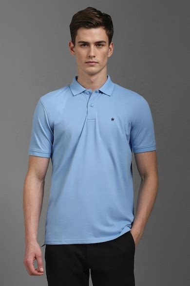 Buy Men Light Blue Solid Polo Neck T-shirt Online - 39735029 | Louis ...