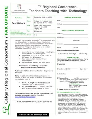 Fillable Online members shaw T3 Regional Conference- Teachers Teaching ...